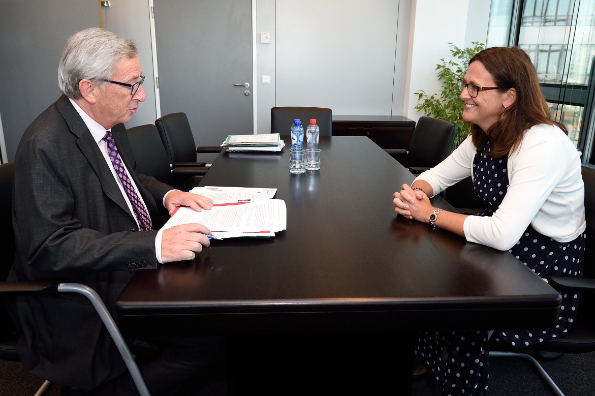 Jean-Claude Juncker en Cecilia Malmström. Foto: © European Union, 2014.